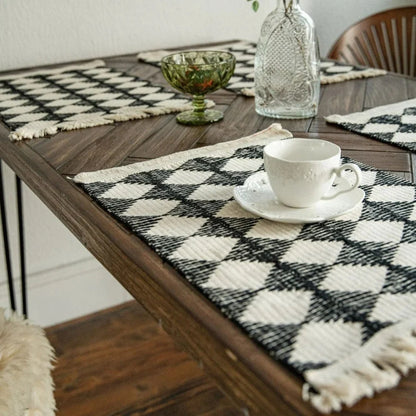 Table Runner Diamond Tassel Microfiber Blend Easy Care