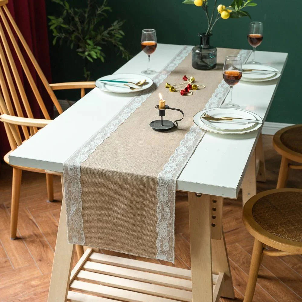Table Runner Lace Edge Microfiber & Machine Washable