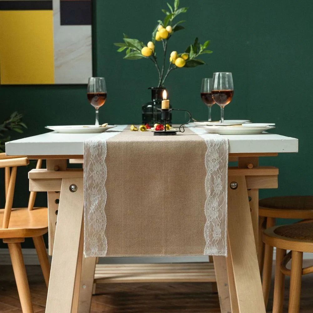 Table Runner Lace Edge Microfiber & Machine Washable