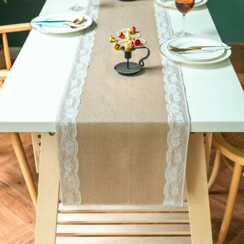 Table Runner Lace Edge Microfiber & Machine Washable
