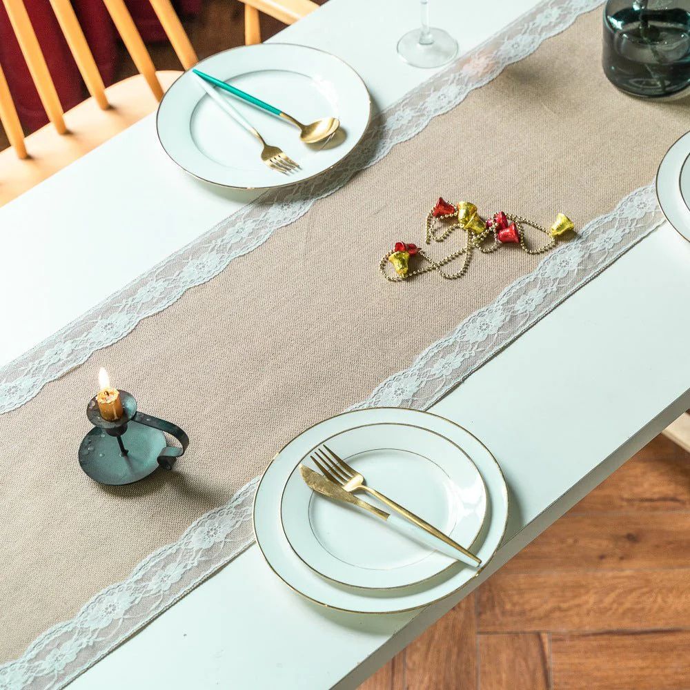 Table Runner Lace Edge Microfiber & Machine Washable