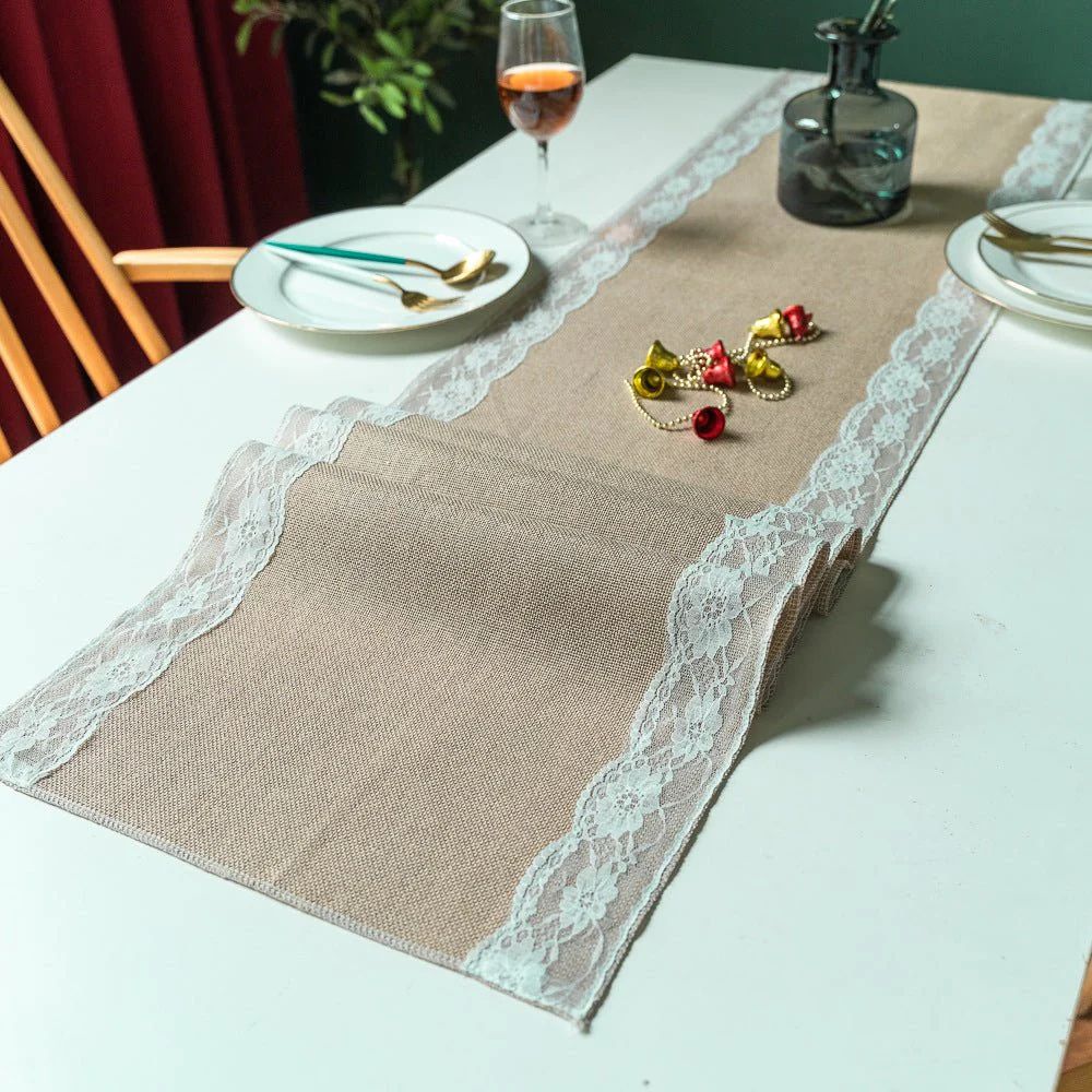 Table Runner Lace Edge Microfiber & Machine Washable