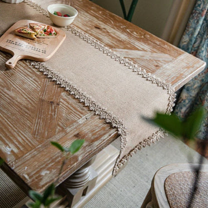Table Runner Natural Jute Tassel Or Lace Edge