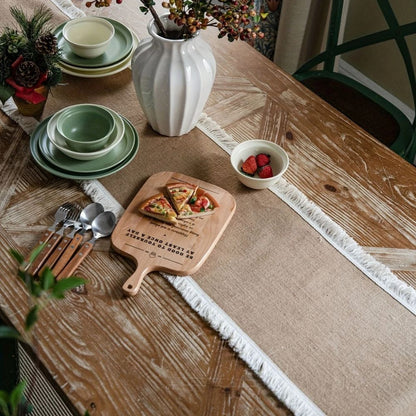 Table Runner Natural Jute Tassel Or Lace Edge