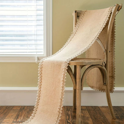 Table Runner Natural Jute Tassel Or Lace Edge
