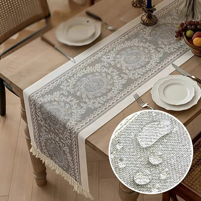 Table Runner Soft Woven Cotton-Poly Tassel Edges