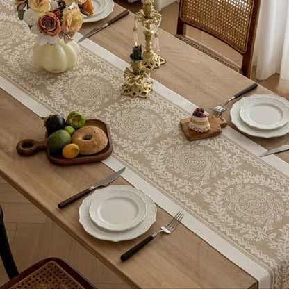 Table Runner Soft Woven Cotton-Poly Tassel Edges