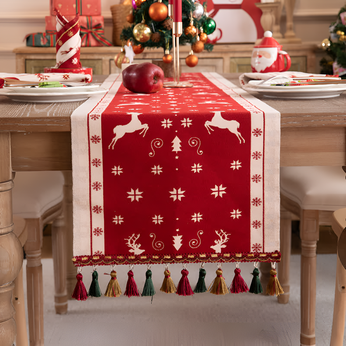 Table Runner Tassel Accents Soft Fabric Multiple Sizes