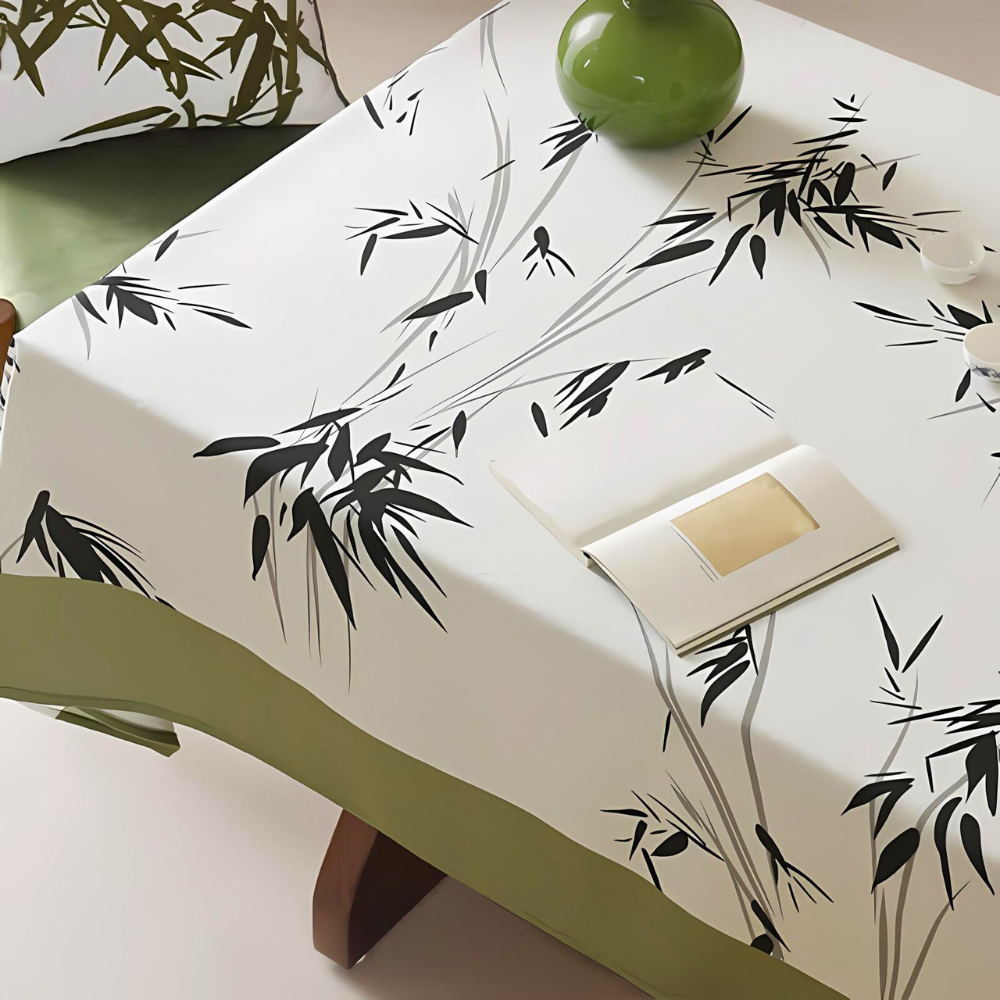 Tablecloth Bamboo Leaf Print Polyester Machine Washable