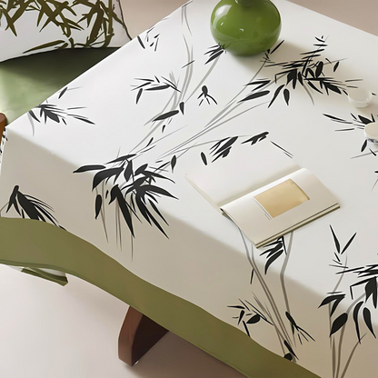 Tablecloth Bamboo Leaf Print Polyester Machine Washable
