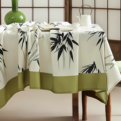 Tablecloth Bamboo Leaf Print Polyester Machine Washable