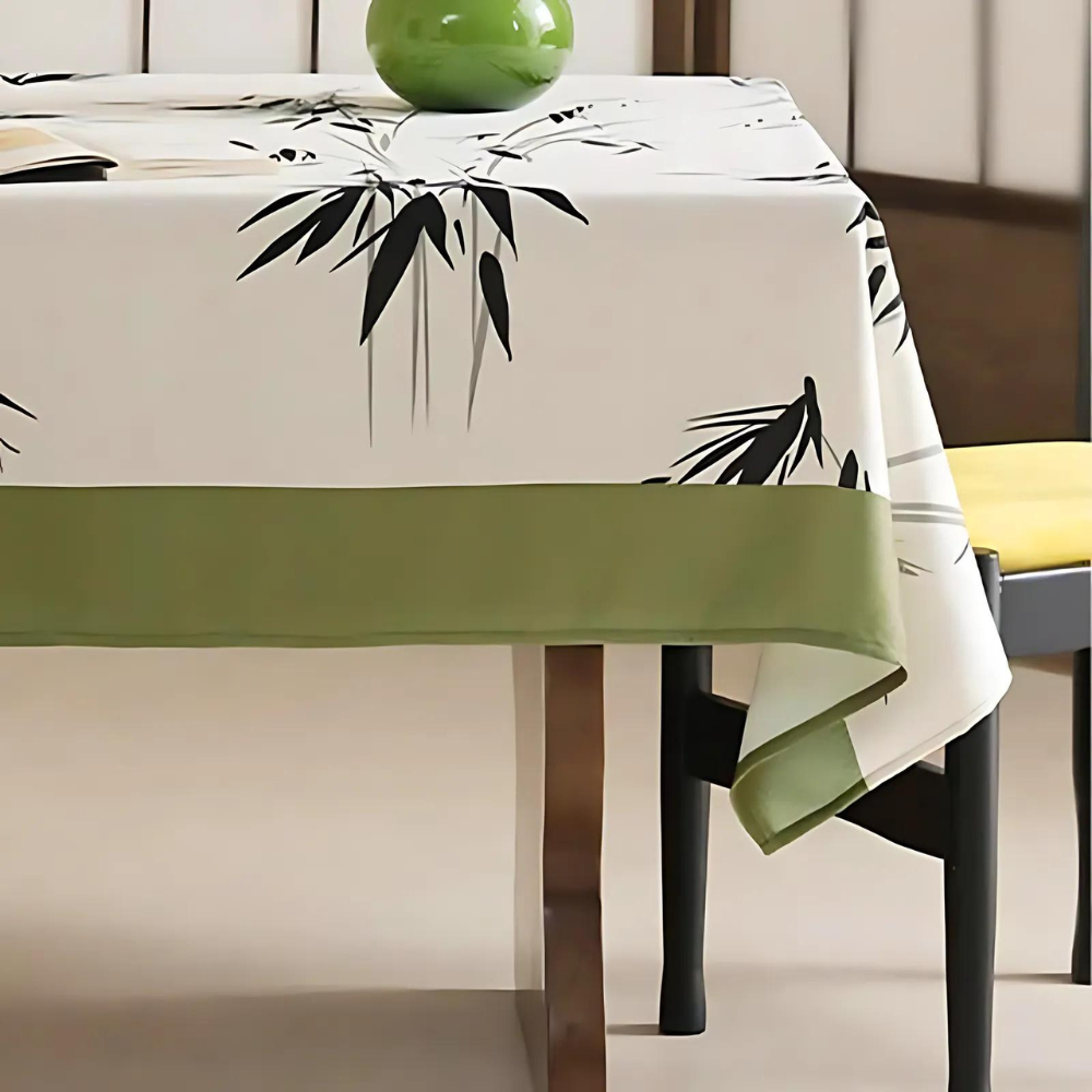Tablecloth Bamboo Leaf Print Polyester Machine Washable