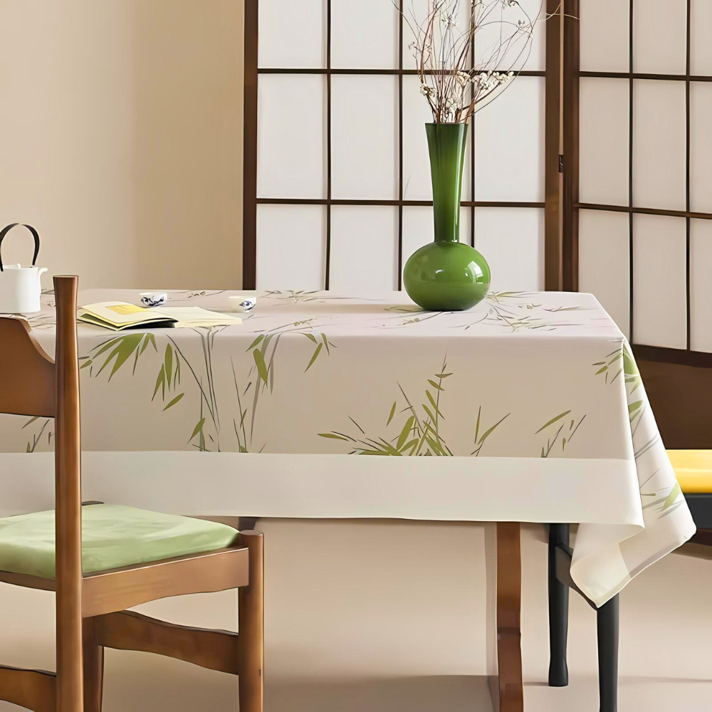 Tablecloth Bamboo Leaf Print Polyester Machine Washable