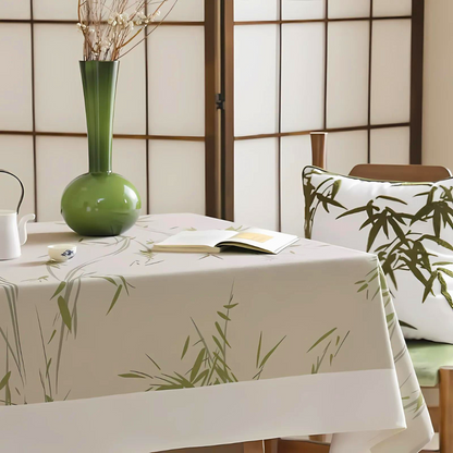 Tablecloth Bamboo Leaf Print Polyester Machine Washable