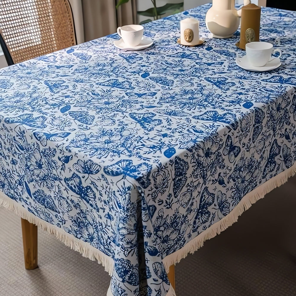 Tablecloth Bohemian Floral & Butterfly Cotton-Poly