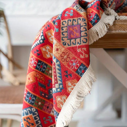 Tablecloth Boho Jacquard Fringe Microfiber Blend