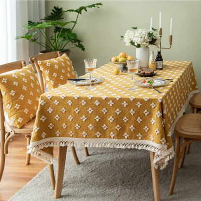 Tablecloth Embroidered Tassels Cotton Blend Machine Washable