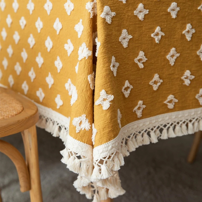Tablecloth Embroidered Tassels Cotton Blend Machine Washable