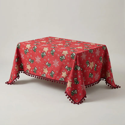 Tablecloth Festive Snowflakes & Stockings Multiple Sizes