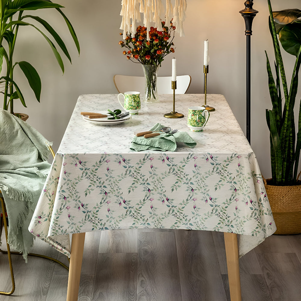 Tablecloth Microfiber Pastoral Floral Machine Washable