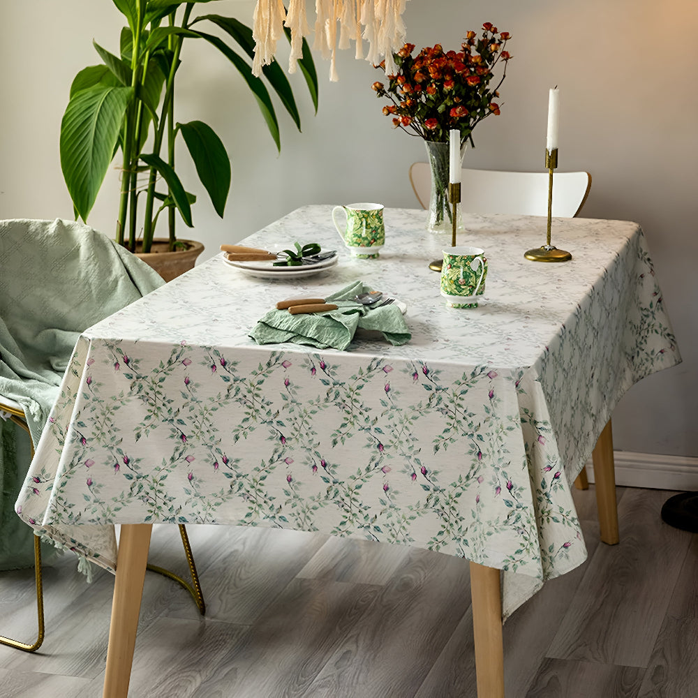 Tablecloth Microfiber Pastoral Floral Machine Washable