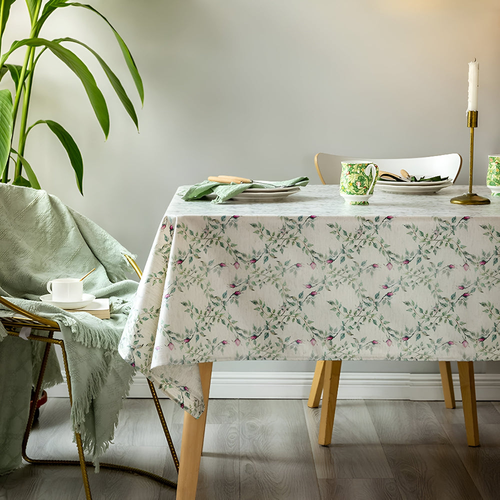 Tablecloth Microfiber Pastoral Floral Machine Washable