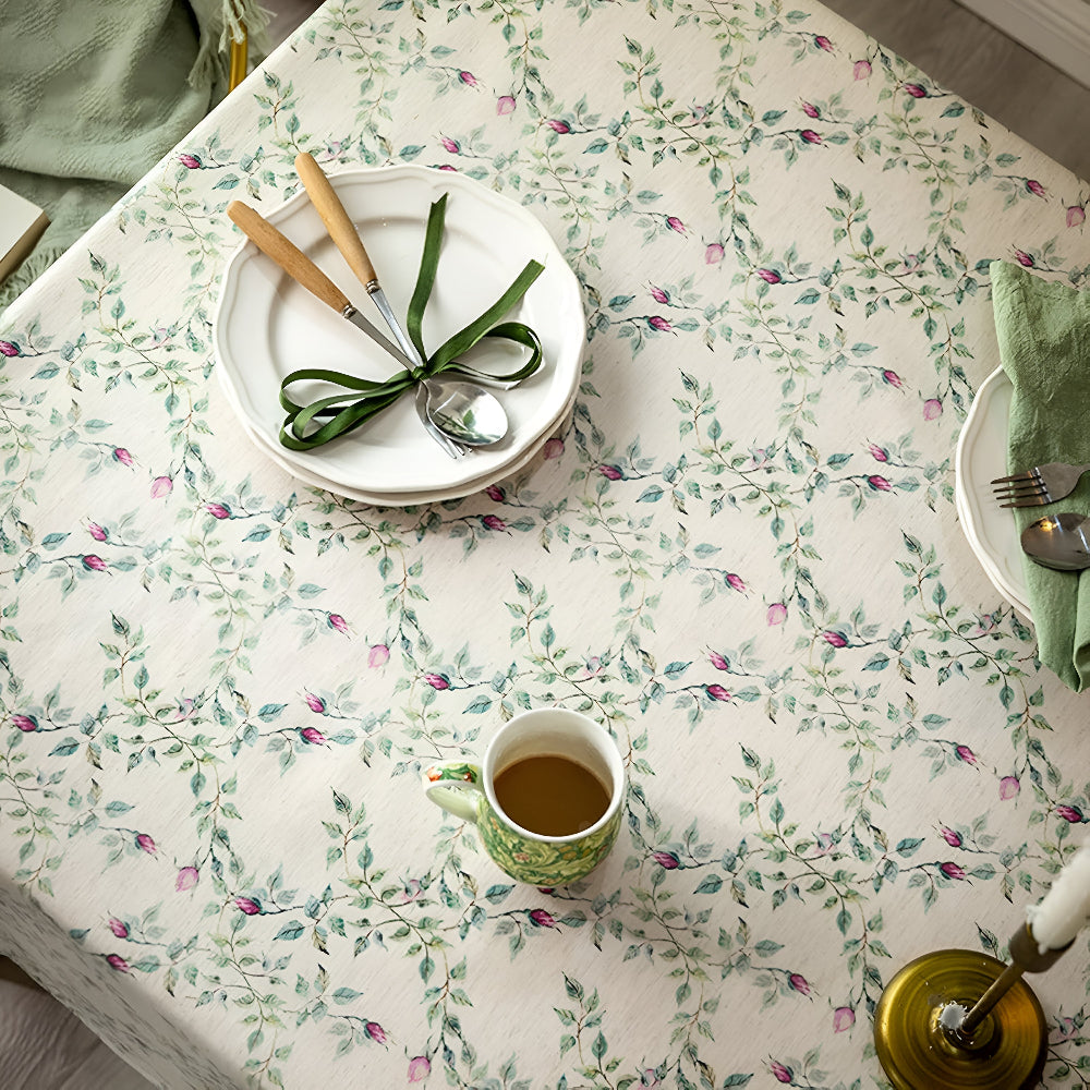 Tablecloth Microfiber Pastoral Floral Machine Washable