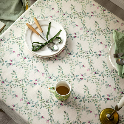 Tablecloth Microfiber Pastoral Floral Machine Washable