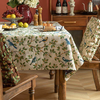 Tablecloth Polyester Machine Washable Floral & Bird Print