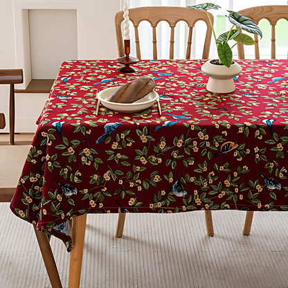 Tablecloth Polyester Machine Washable Floral & Bird Print