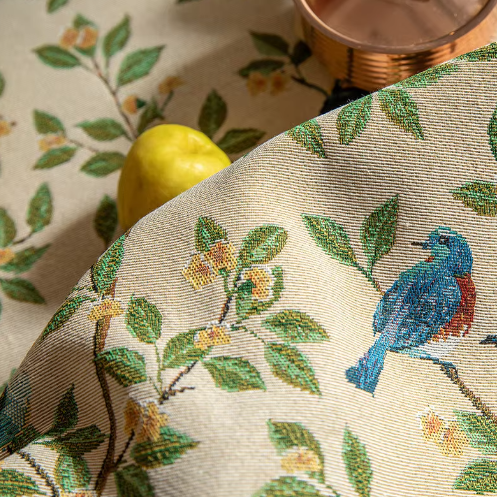 Tablecloth Polyester Machine Washable Floral & Bird Print