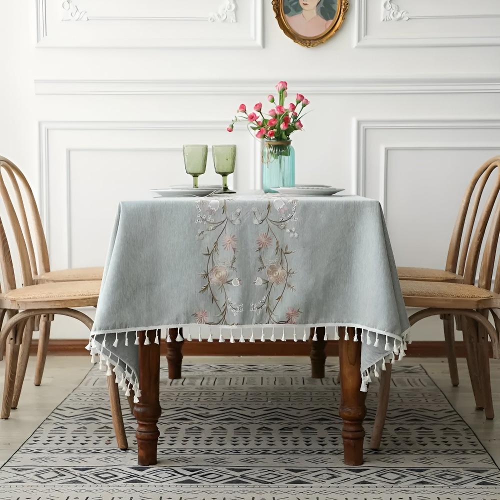 Tablecloth Rectangular Nordic Floral 100% Polyester Machine Washable