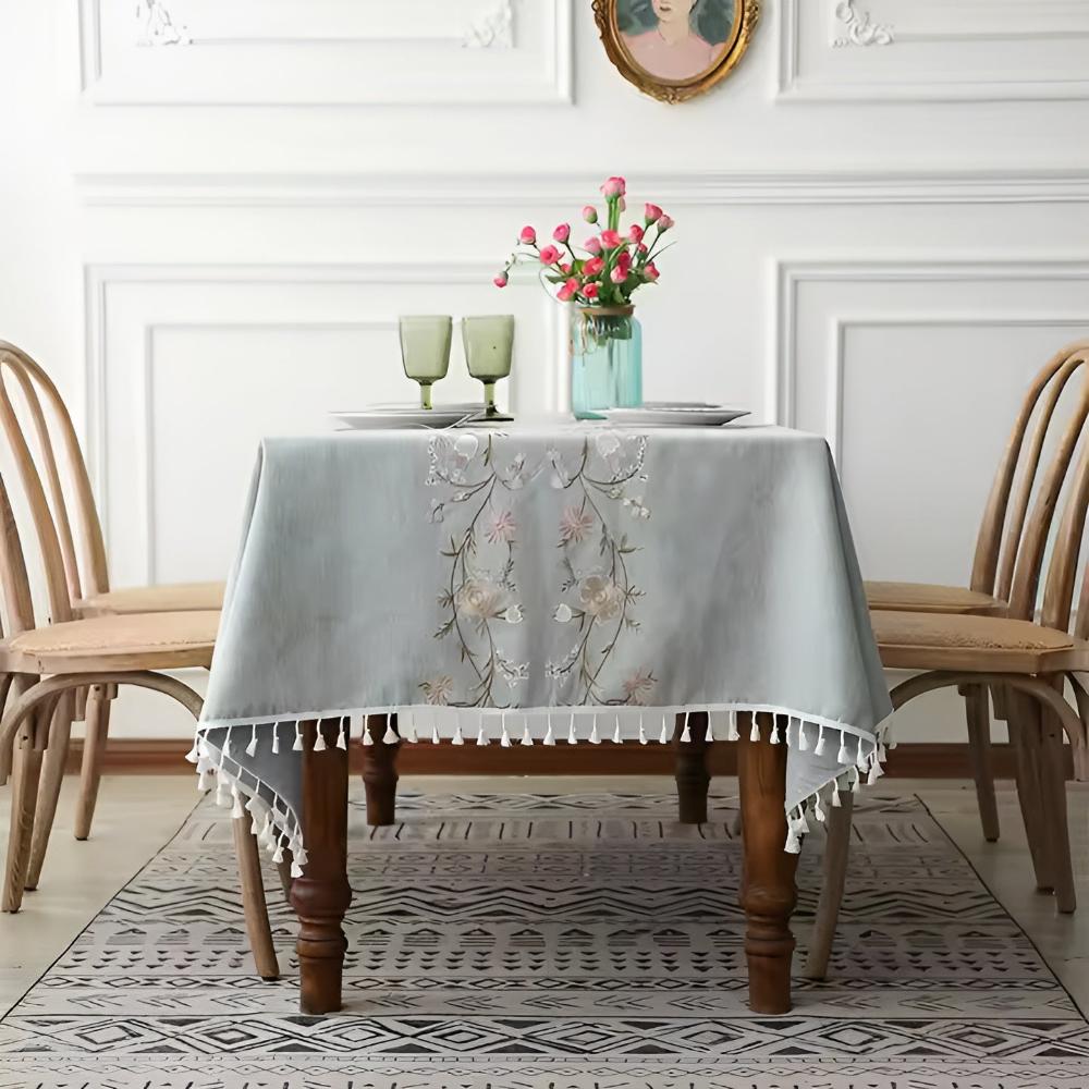 Tablecloth Rectangular Nordic Floral 100% Polyester Machine Washable