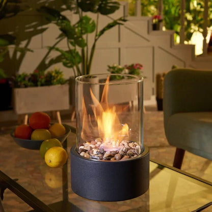 Tabletop Bioethanol Fireplace Metal & Heat-Resistant Glass