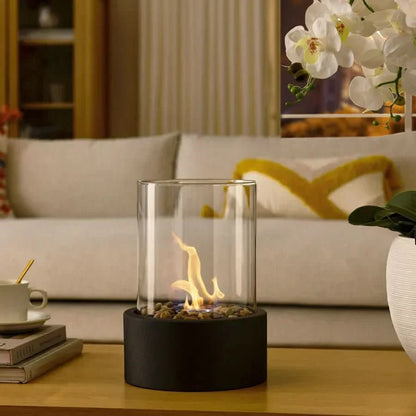 Tabletop Bioethanol Fireplace Metal & Heat-Resistant Glass