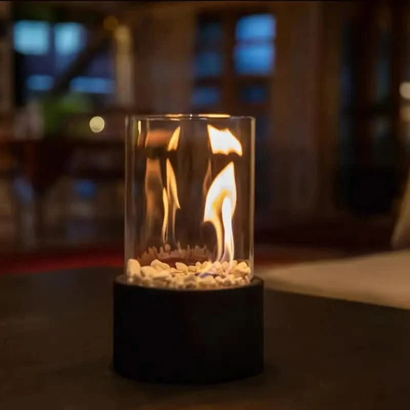 Tabletop Bioethanol Fireplace Metal & Heat-Resistant Glass