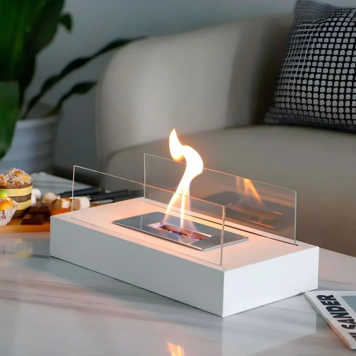 Tabletop Bioethanol Fireplace Smoke-Free Real Flame Portable Design