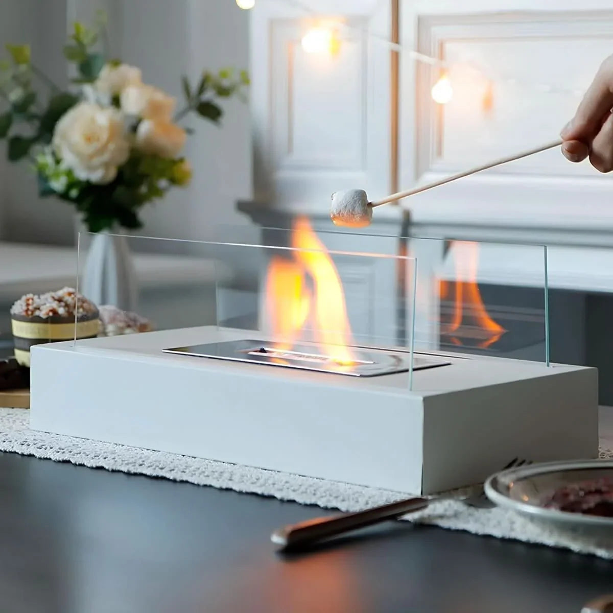 Tabletop Bioethanol Fireplace Smoke-Free Real Flame Portable Design