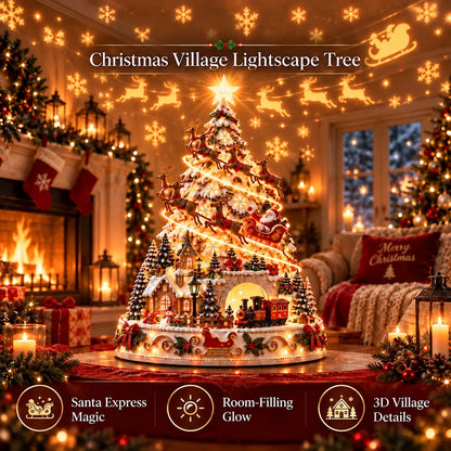 Tabletop Christmas Tree 3D Village Light Projection