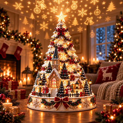 Tabletop Christmas Tree 3D Village Light Projection