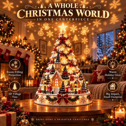 Tabletop Christmas Tree 3D Village Light Projection