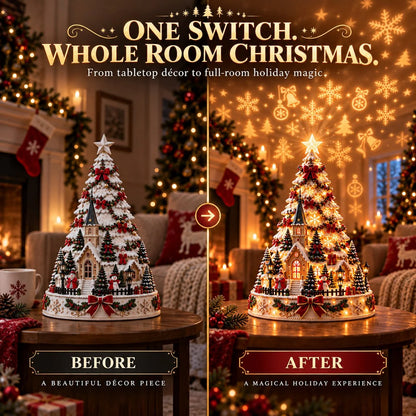 Tabletop Christmas Tree 3D Village Light Projection