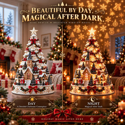 Tabletop Christmas Tree 3D Village Light Projection