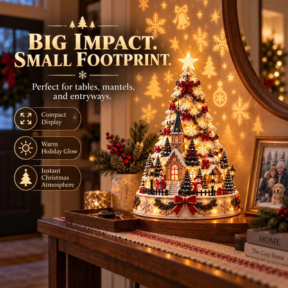 Tabletop Christmas Tree 3D Village Light Projection