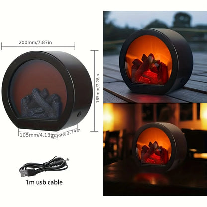 Tabletop Fireplace Light Realistic Flame-Effect Battery & USB