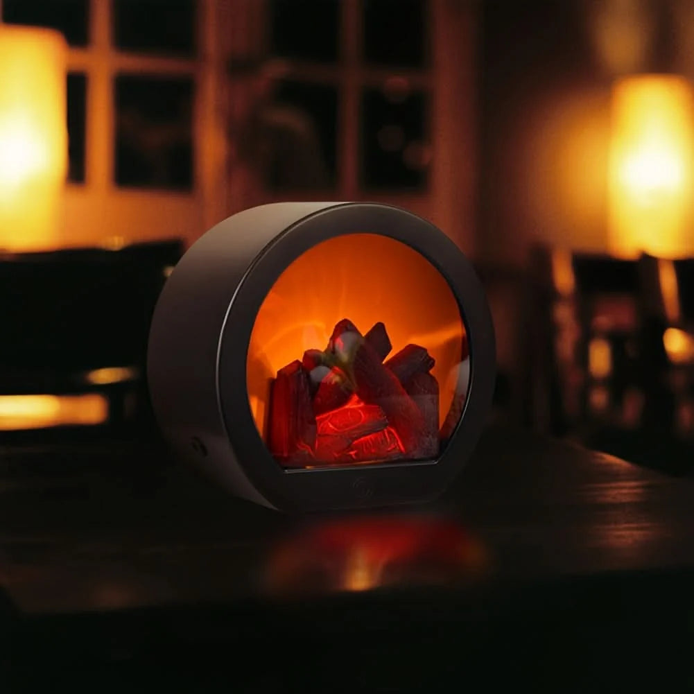 Tabletop Fireplace Light Realistic Flame-Effect Battery & USB