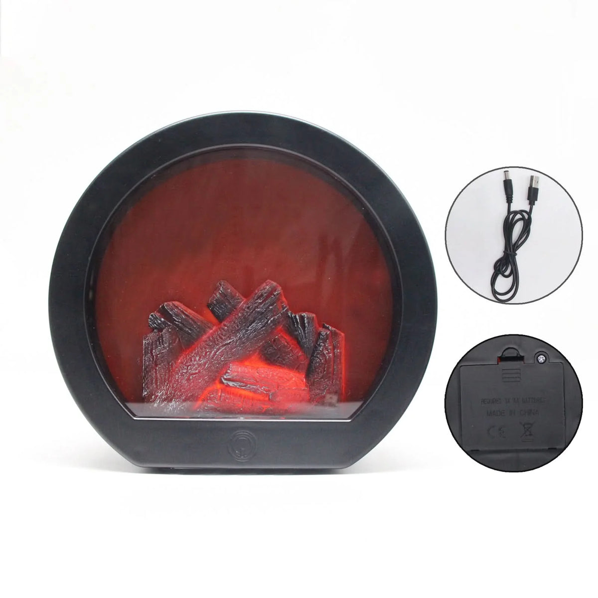 Tabletop Fireplace Light Realistic Flame-Effect Battery & USB