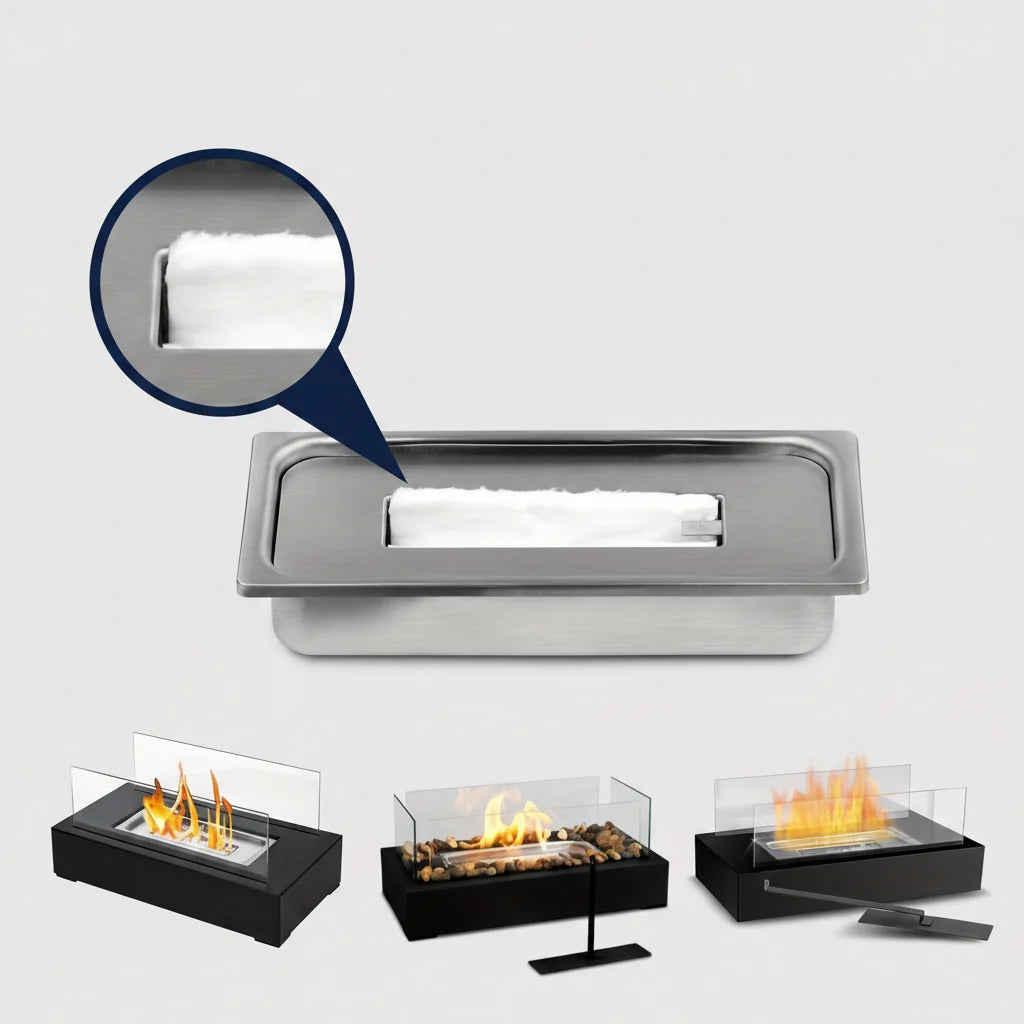 Tabletop Fireplace Stainless Steel Portable Alcohol Fuel