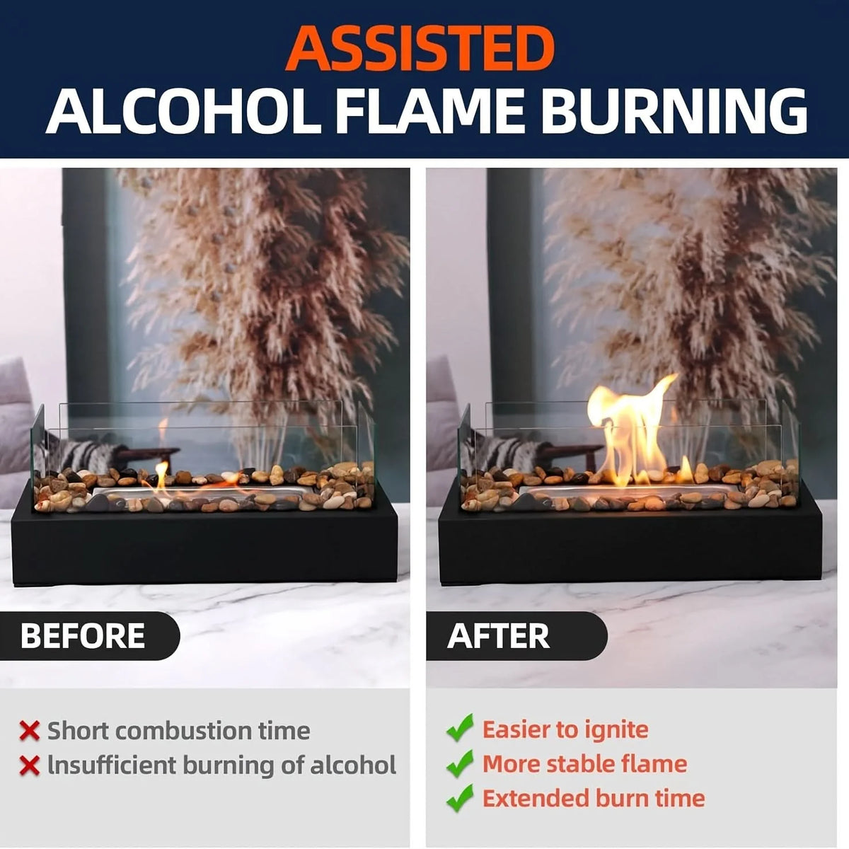 Tabletop Fireplace Stainless Steel Portable Alcohol Fuel