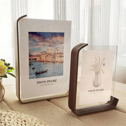 Tabletop Picture Frame Double-Sided Acrylic & Wood